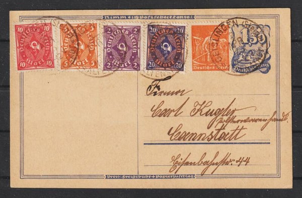 Ganzsache P 148 ZuF, portogerecht,  GEISLINGEN (Steige)  3.APR.23   (s24126)