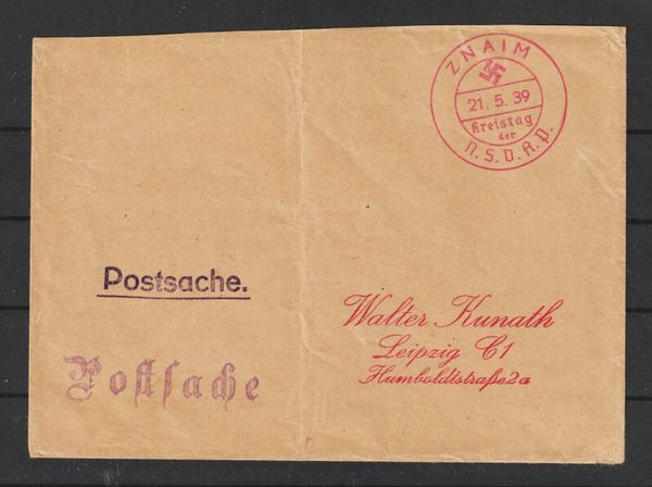 Postsache Stempel: ZNAIM 21.5.39 Kreistag der NSDAP   (s24129)
