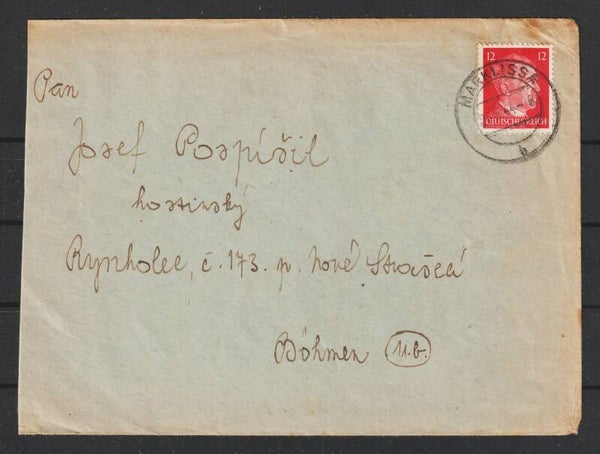 MiNr. 827 auf Brief MARKLISSA (heute Leśna) 24.5.44  (s24130)
