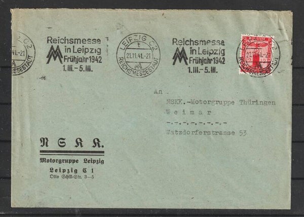 MiNr. D 150 Brief " NSKK Motorgruppe Leipzig"  LEIPZIG 21.11.41   (s24131)