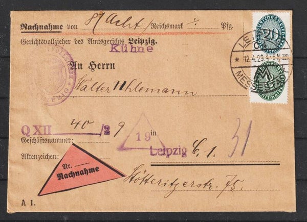 MiNr. D 119, 116 NN Brief  LEIPZIG  12.4.29  (s24132)