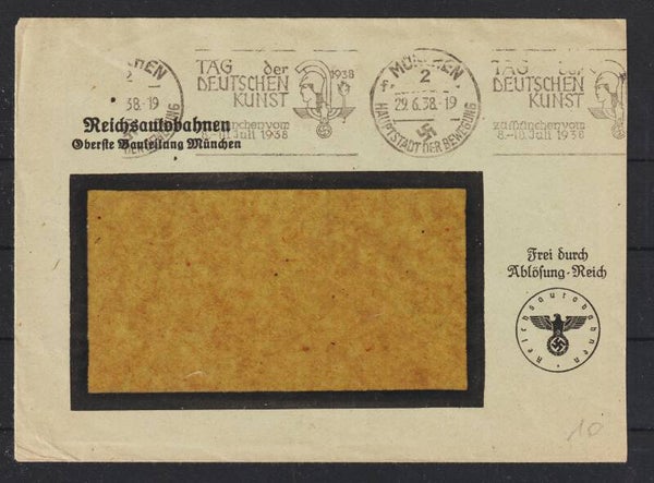 Reichsautobahnen, Oberste Bauleitung München"  MÜNCHEN 29.6.38  (s24132)