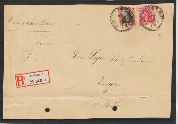 MiNr. 90 I, 86 I auf R-Brief Vorderseite STUTTGART 22.JUN.09  (s24133)