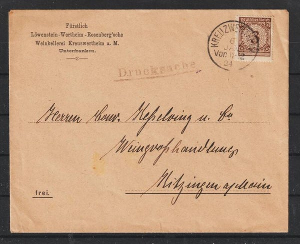 MiNr. 338 Drucksache KREUZWERTHEIM 6.JAN.24  (s24136)