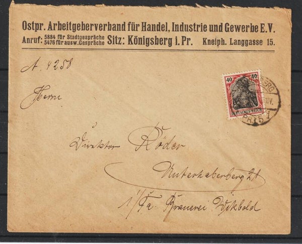 MiNr. 90 II auf Brief  KÖNIGSBERG geprüft   (s24137)