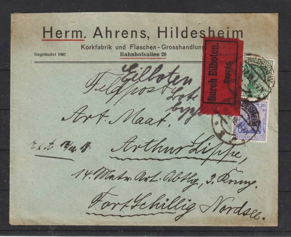 Feldpost, Eilboten Express Brief  HILDESHEIM 16.12.18  (s24138)