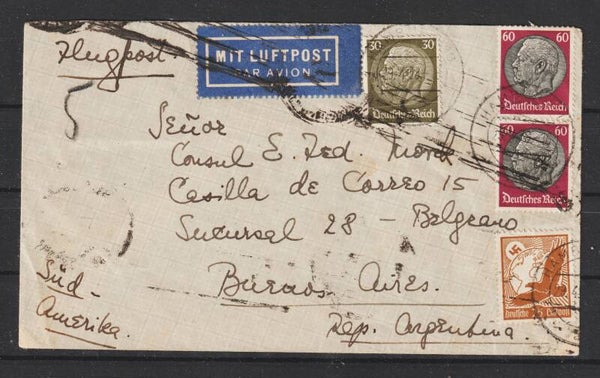Luftpost-Brief von HAMBURG 29.4.38 nach Buenos Aires Brasilien  (s24138)