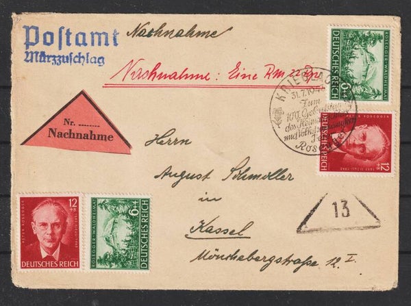 MiNr. 855, 856 auf Nachnahme Brief KRIEGLACH 31.7.43  (s24139)