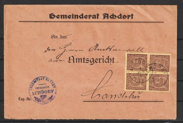 MiNr. D 33 (20x) auf Brief ACHDORF  7.JUN.23  (s24143)