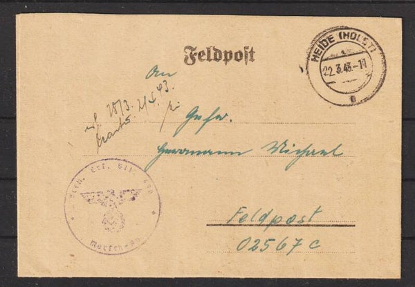 Felpostbrief  HEIDE (HOLST:) 22.3.43 (s24145)