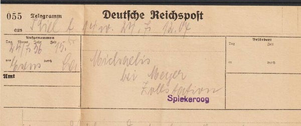 Telegram Spiekeroog 1936 (s24144)
