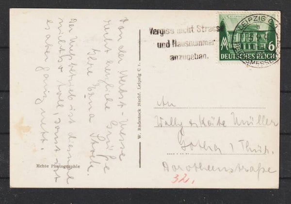 MiNr. 765 EF auf AK "Leipzig"  LEIPZIG 3.9.41   (s24146)