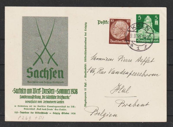 Ganzsache P 269 mit ZuF, KÖLN 9.9.38  (s24147)