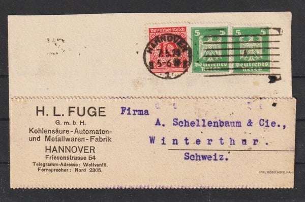 MiNr. 340, 356 auf Postkarte  HANNOVER 7.5.24  (s24148)