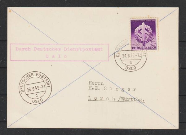 MiNr. 818  "DEUTSCHES POSTAMT OSLO"  23.8.42  (s24148)