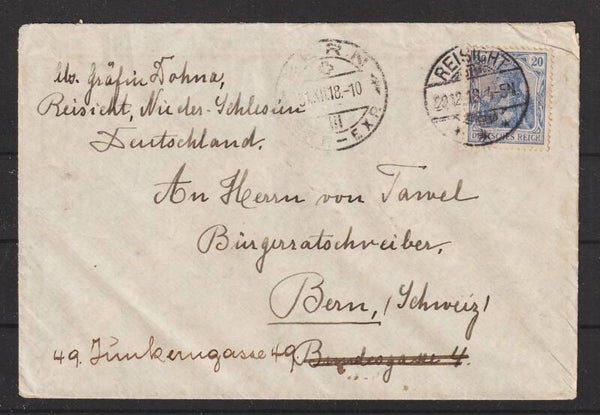 MiNr. 87 auf Brief  REISICHT 22.12.18 nach Bern   (s24149)