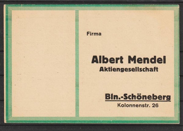 Privat Postkarte "Albert Mendel Aktiengesellschaft" (s24149)