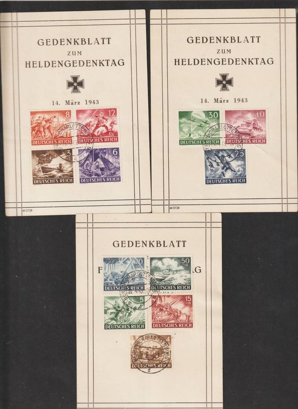 MiNr. 831-842 auf 3 Gedenkblätter  (s24151)