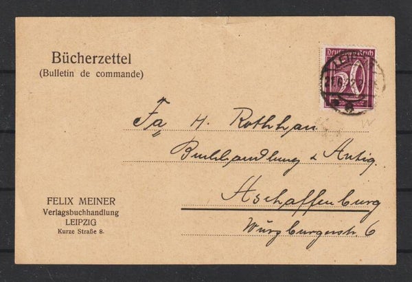 Bücherzettel "Verlagsbuchhandlung Felix Meiner" LEIPZIG 21.6.22 (s24154)