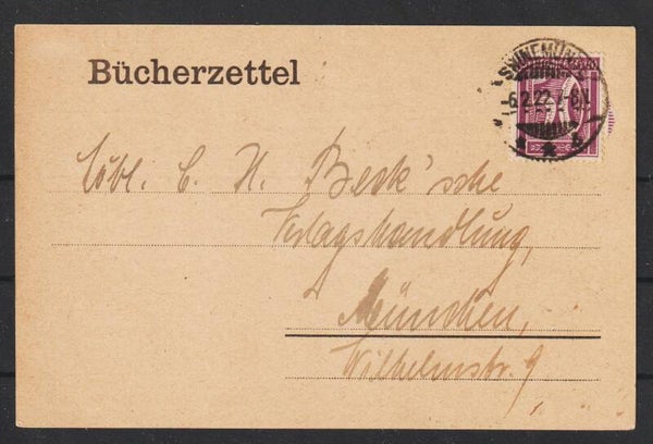 Bücherzettel "Buchhandlung Hans Heinrich Kopp" SWINEMÜNDE 6.2.22  (s24154)