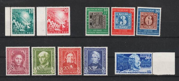 Jahrgang 1949, MiNr. 111-112, 113-115, 116, 117-120 postfrisch ** (s24154)