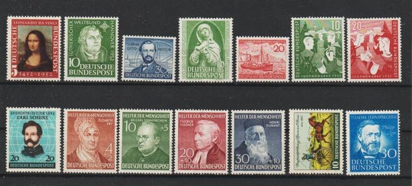 Jahrgang 1952, MiNr. 148, 149, 150, 151, 152, 153-154, 155, 156-159, 160, 161 postfrisch ** (s24155)