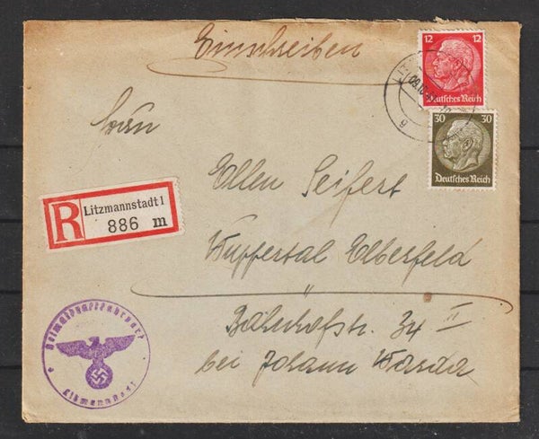 MiNr. 519, 523 auf R-Brief  LITZMANNSTDT 9.10.44  (s24156)