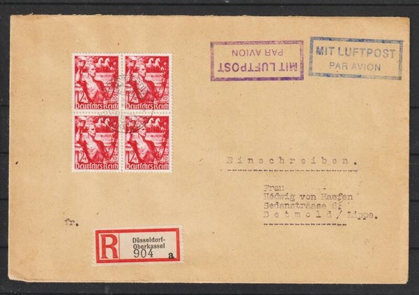 MiNr. 661 VB auf Luftpost R-Brief DÜSSELDORF-OBERKASSEL 9.7.38   (s24158)
