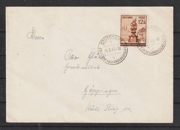 MiNr. 886 auf Brief STUTTGART 14.3.44, Plattenfehler  (s24163)