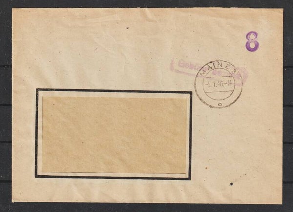 "Gebühr bezahlt" MAINZ 5.1.40  (s24163)