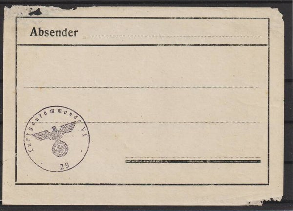 Adress-Aufkleber Stempel: "Luftgaukommando VI  Z9"  (s24168)