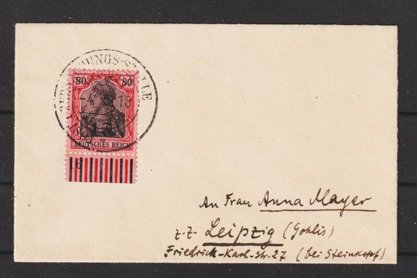 MiNr. 93 UR auf Brief  POSTÜBERWACHUNGSSTELLE LEIPZIG 4.4.18  (s24169)