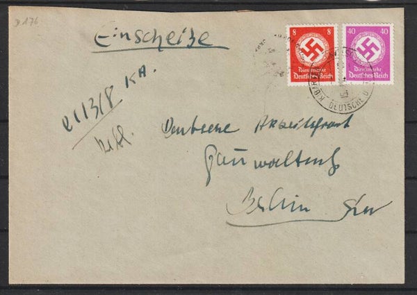 MiNr. D 176, 170 auf Brief  DEUTSCHE DIENSTPOST OSTLAND KIRBATEN  15.4.44  (s24172)