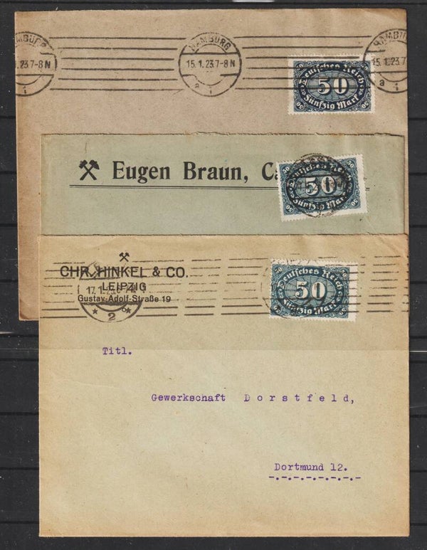 MiNr. 246, a, b, c je als Einzelfrankatur auf Brief  (s24174)