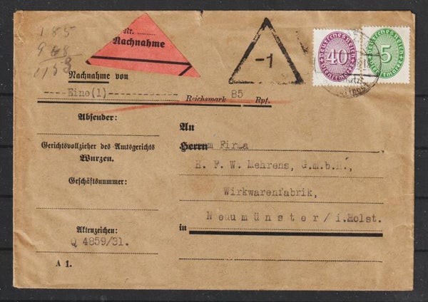 MiNr. D 121, 115 auf Nachnahme Brief  (s24174)