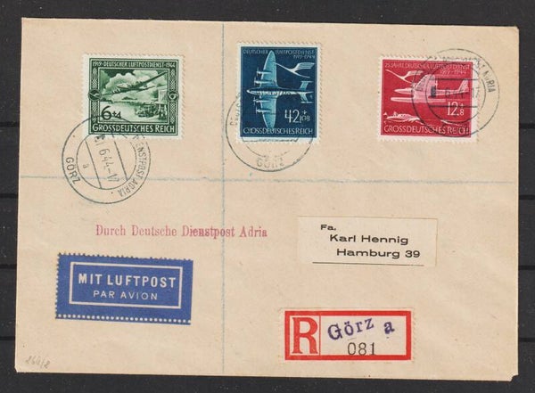 MiNr. 866-868 Luftpost Brief DEUTSCHE DIENSTPOST ADRIA 1.6.44  (s24176)