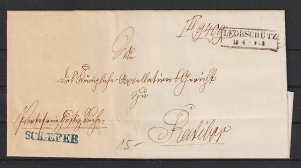 "An das Königliche Appellationsgericht zu Ratibor"  LEOBSCHÜTZ 16.8..  (s24177)