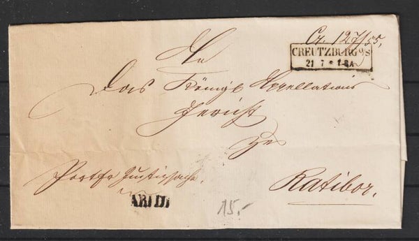 "An das Königliche Appellationsgericht zu Ratibor"  CREUZBURG O/S 21.7.  (s24178)