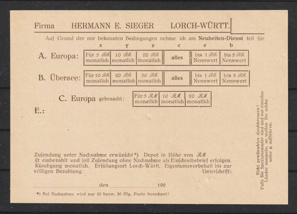 Sieger Neuheiten Dienst, Lorch Württemberg   (s24179)