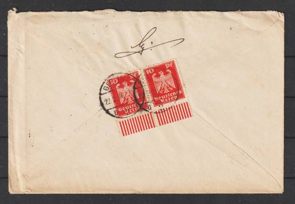 MiNr. 357 UR auf Brief BERLIN 22.2.26  (s24183)