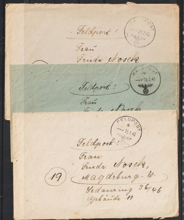 3 Feldpost Briefe vom 25.1.45,  9.2.45, 28.2.45  (s24183)