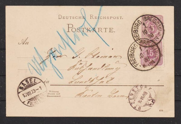 MiNr. 40 MeF auf Postkarte FREIBUNG (BREISGAU) 10.7.88  (s24187)