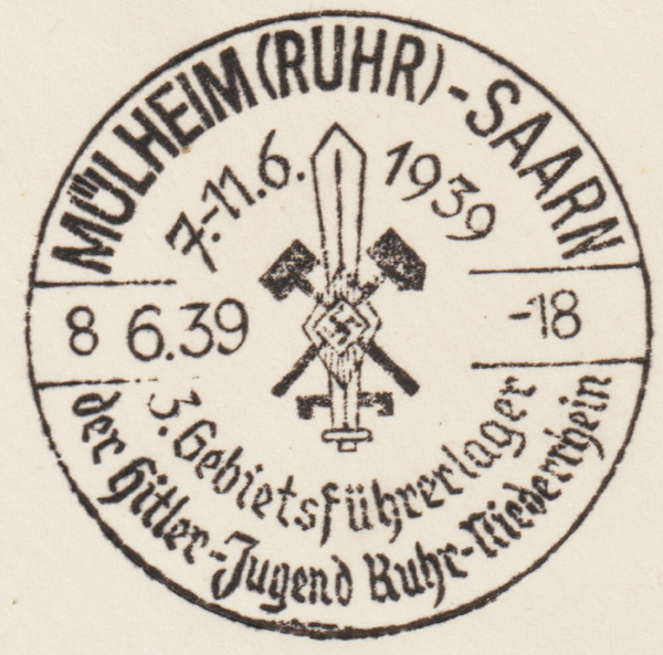SST "MÜHLHEIM (RUHR)-SAARN 8.6.39, 3. Gebietsführerlager ..."  (s24192)