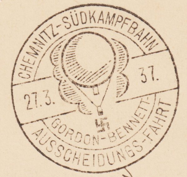 SST "CHEMNITZ-SÜDKAMPFBAHN 27.3.37 GORDON-BENNETT-...-"  (s24193)