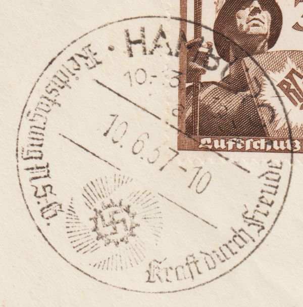 SST "HAMBURG 10.6.37  Reichstagung NS.-G. Kraft durch Freude"  (s24193)