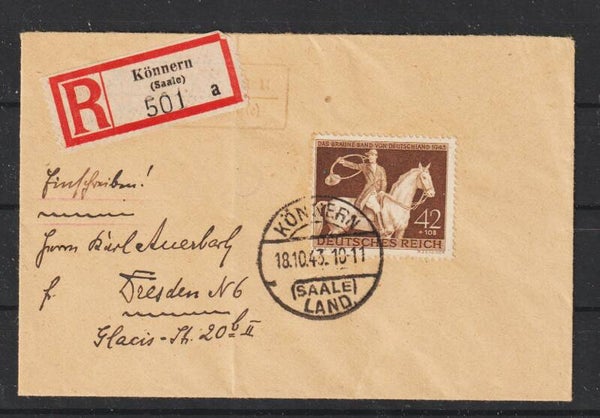 MiNr. 854 auf R-Brief KÖNNERN 18.10.43  (s24194)