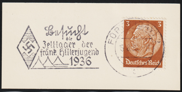 Briefstück, "Besucht die Zeltlager der fränk. Hitlerjugend 1936"   (s24194)