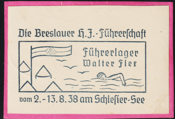 Briefstück, "Die Breslauer HJ Führerschaft 2.-13.8.38 am Schlesier See"   (s24194)