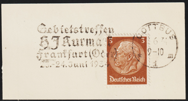 Briefstück, "Gebietstreffen der HJ Kurmark Frankfurt Oder 23.-24.Juni 1934"   (s24194)