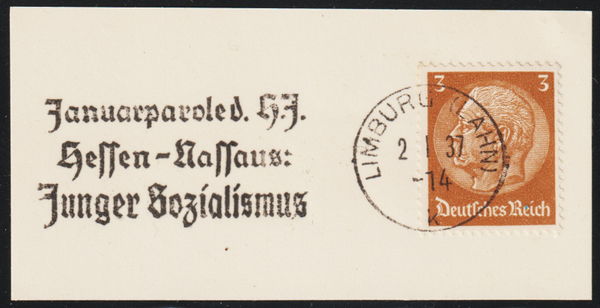 Briefstück, "Januarparole d. HJ Hessen-Nassaus: Junger Sozialismus"   (s24194)